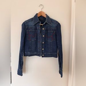 Dark Wash Cropped Denim Jacket (Size Small)